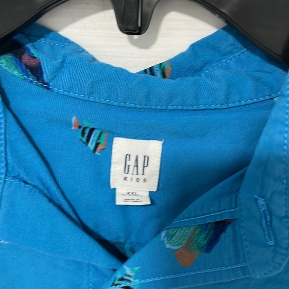 Gap button down short sleeve ocean print xxl 14/16 - Picture 2 of 7